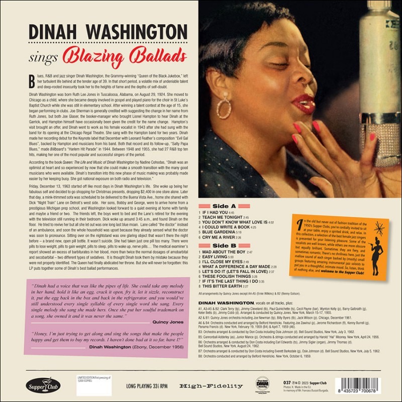 Dinah Washington - Sings Blazing Ballands (Limited Edition) - Plak LP
