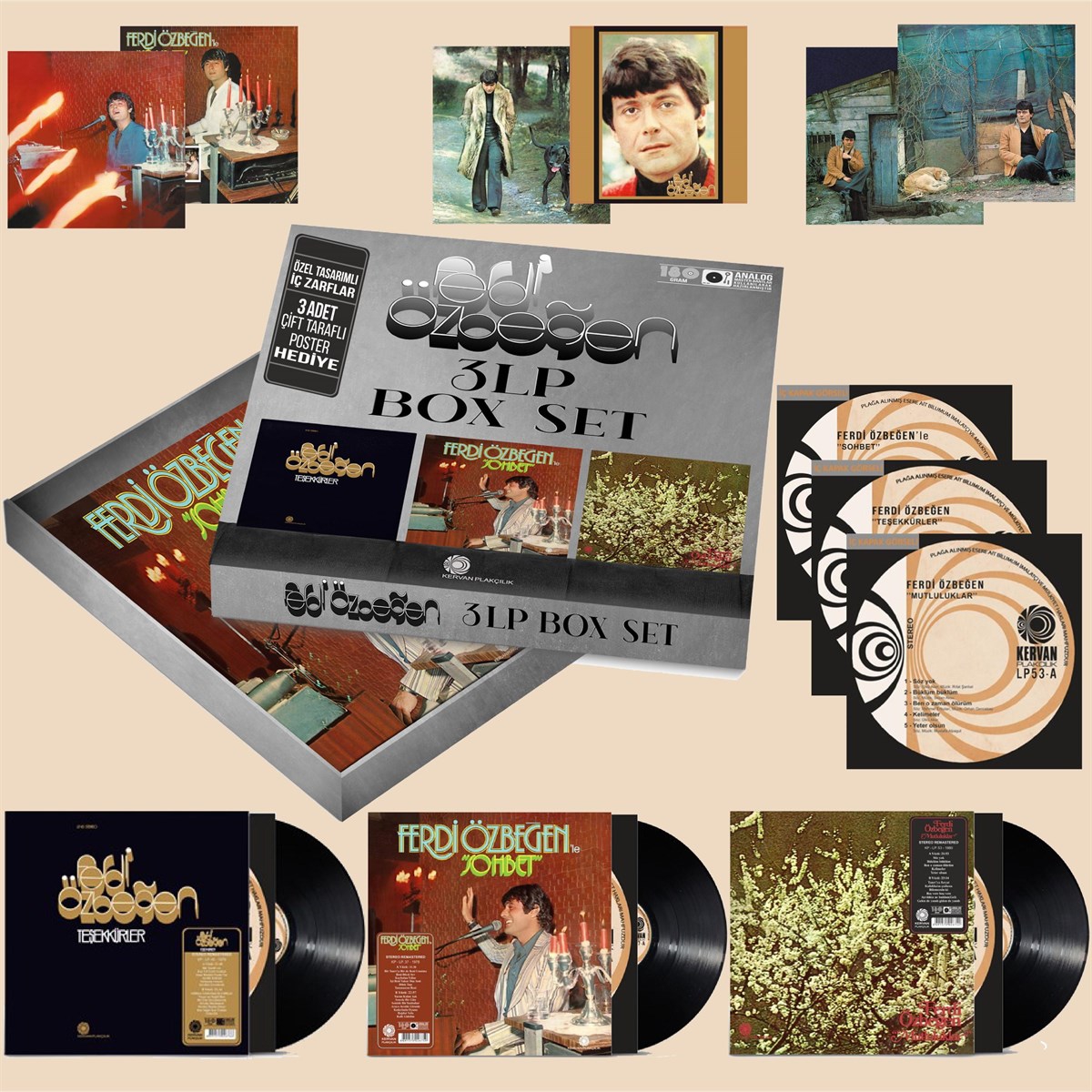 Ferdi Özbeğen - Özel Kutulu 3 LP Box Set (Teşekkürler-Sohbet-Mutluluklar)  -Plak LP