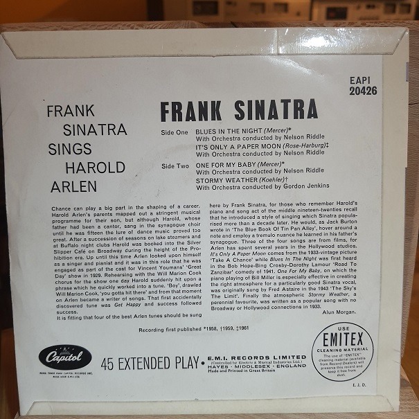 Frank Sinatra – Frank Sinatra Sings  Harold Arlen - 45'lik Plak