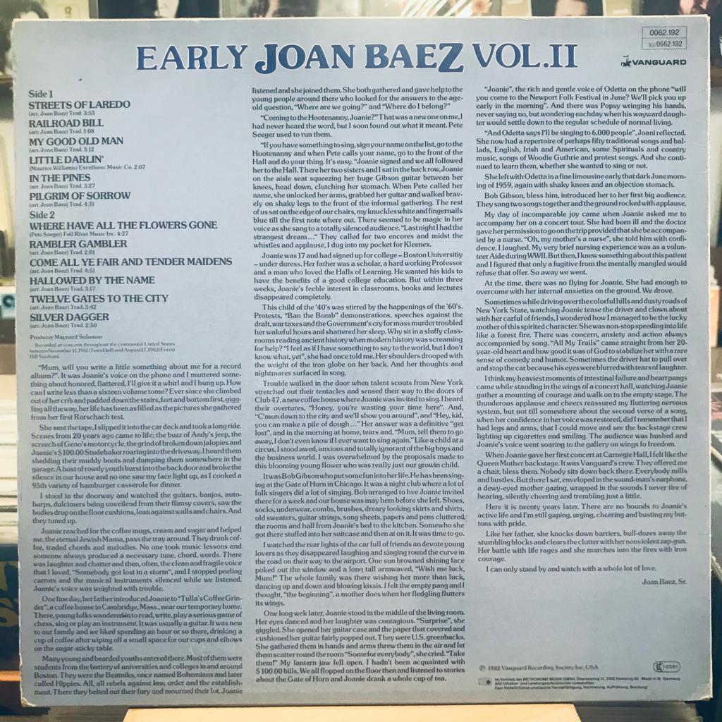 Joan Baez – Early Joan Baez, Vol. 2 - Plak LP