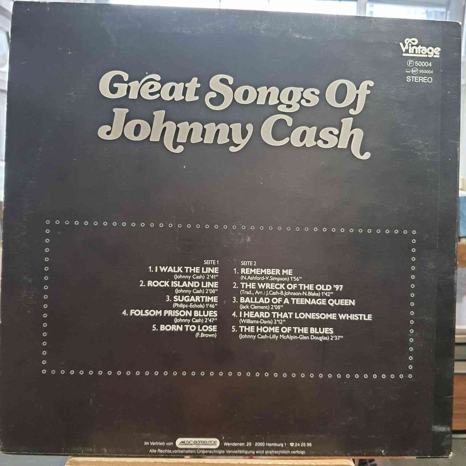 Johnny Cash – Great Songs Of Johnny Cash - Plak LP