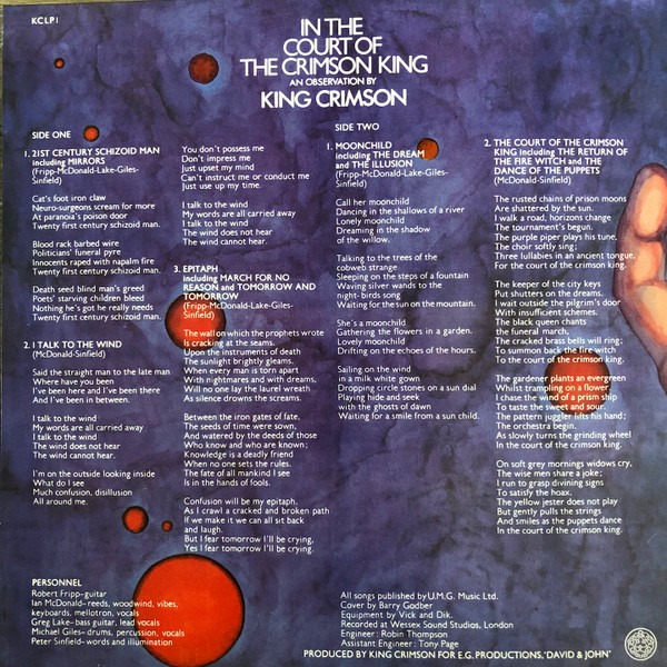 King Crimson – In The Court Of The Crimson King - Plak LP