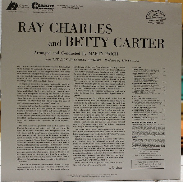 Ray Charles And Betty Carter  -Plak LP