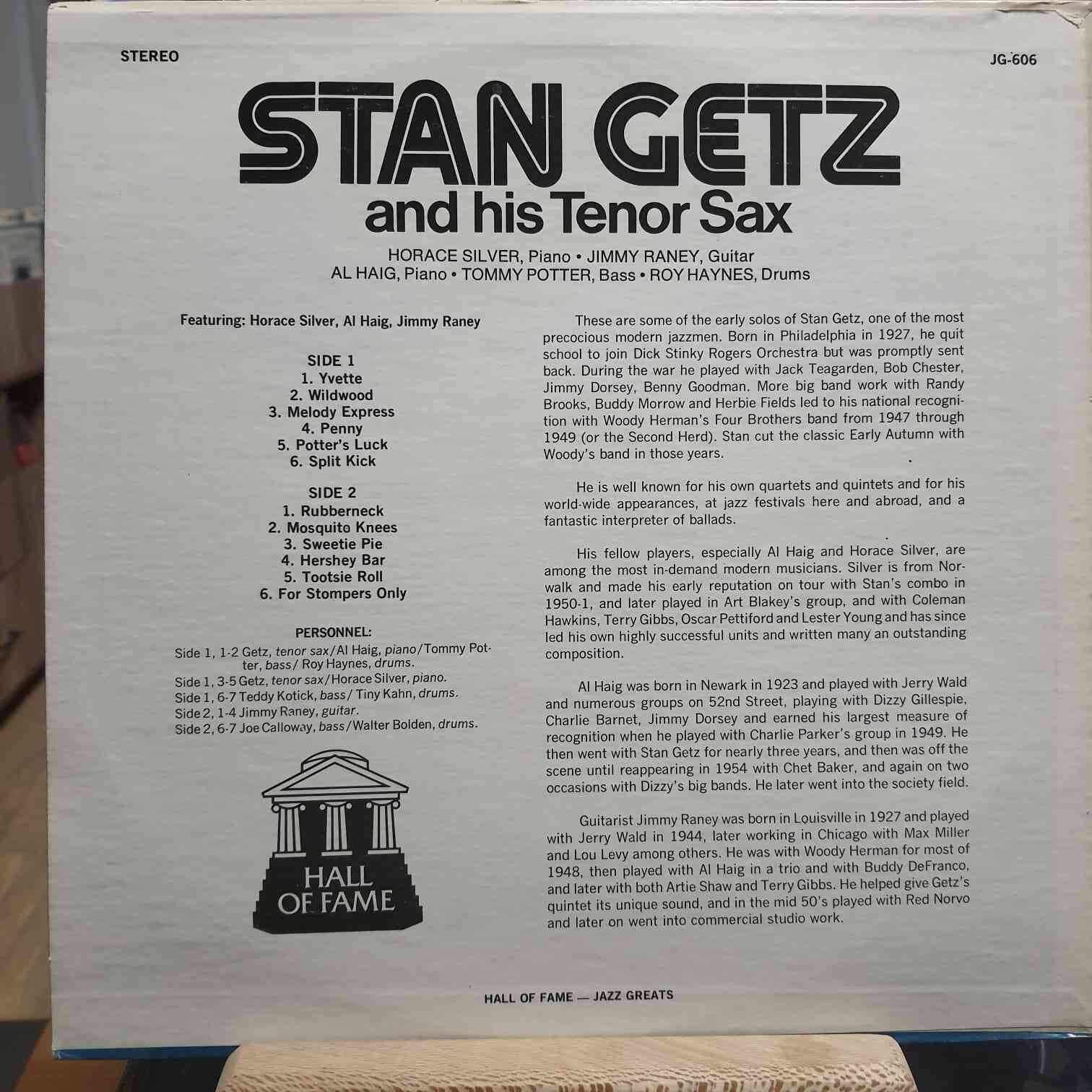 Stan Getz And His Tenor Sax "Cool Jazz" - Plak LP