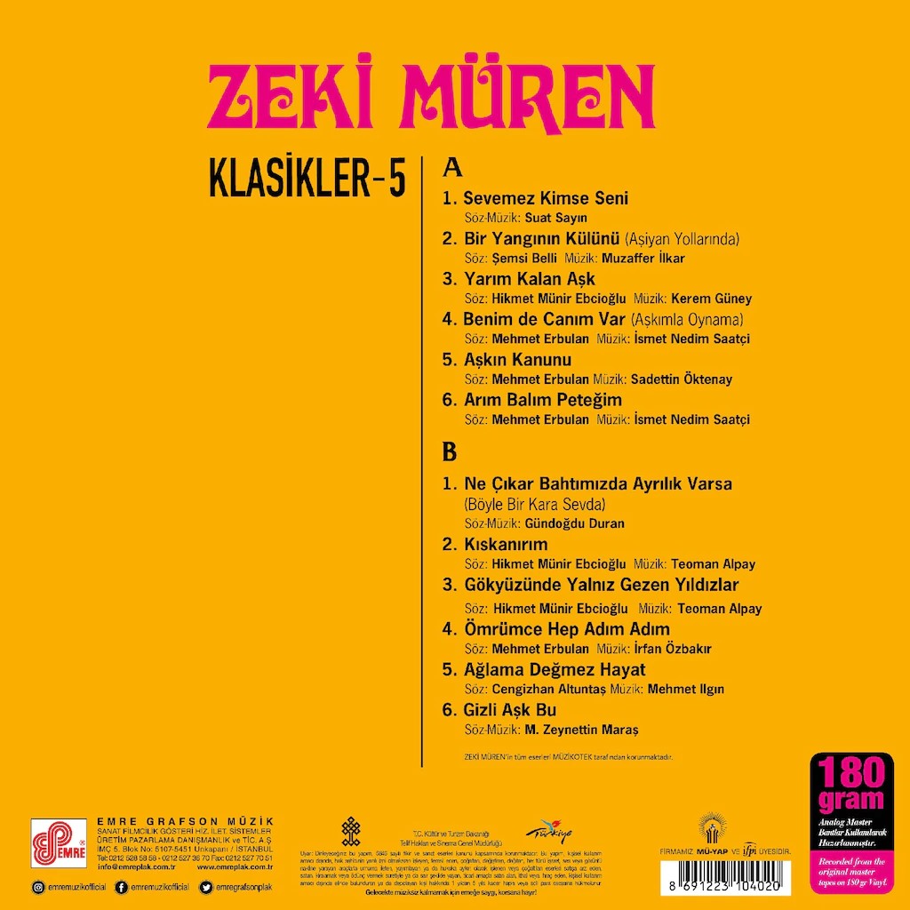 Zeki Müren - Klasikler 5 - Plak LP